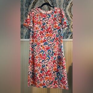 Breezaya Floral Print Round Neck Short Puff Sleeve Dress, Size M